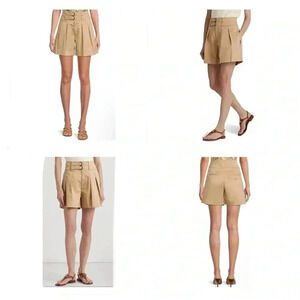 Ralph Lauren Pleated Sateen High-Rise Shorts Size 18